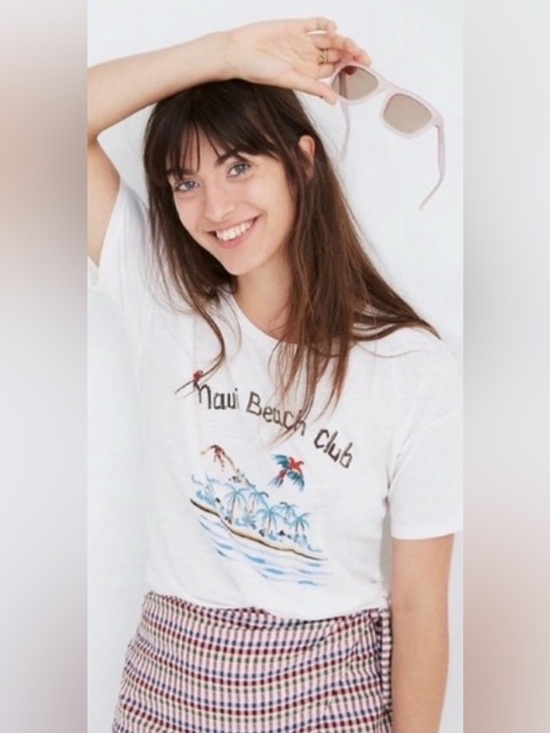 Madewell Tops - Madewell Maui Beach Club Graphic Tee Size L | White Tropical T-Shirt EUC